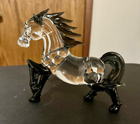 Black Blown Glass Horse