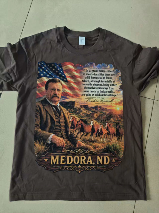 Theodore Roosevelt with Half Moon & Anzar adult t-shirt