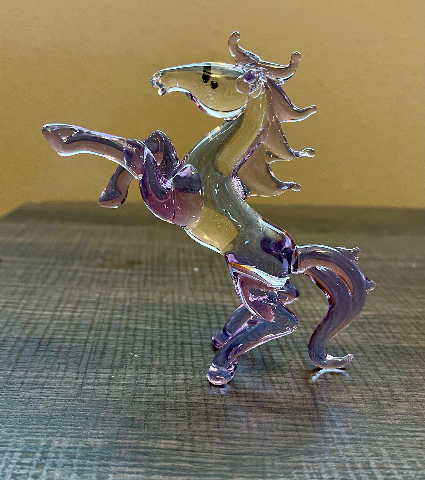 Hand Blown Glass Purple Horse