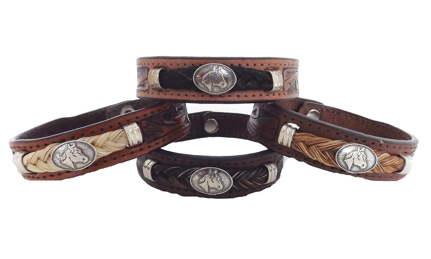 Tooled Leather and Horse Hair Bracelets