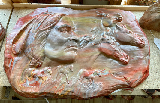 Crazy Horse Plaque by Kicking Bird Pottery