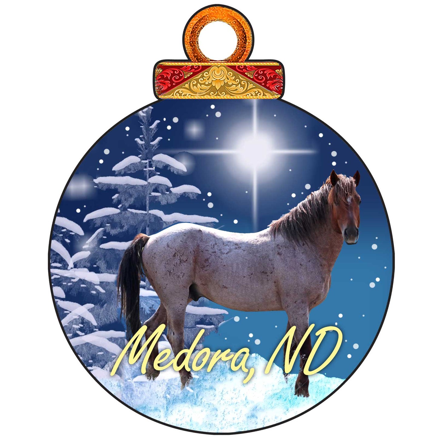 Chasing Horses 2021 Christmas card AND wooden ornament set