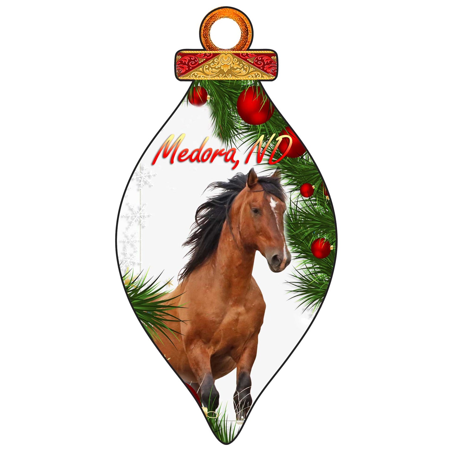Set of 12 Chasing Horses Wooden ornaments
