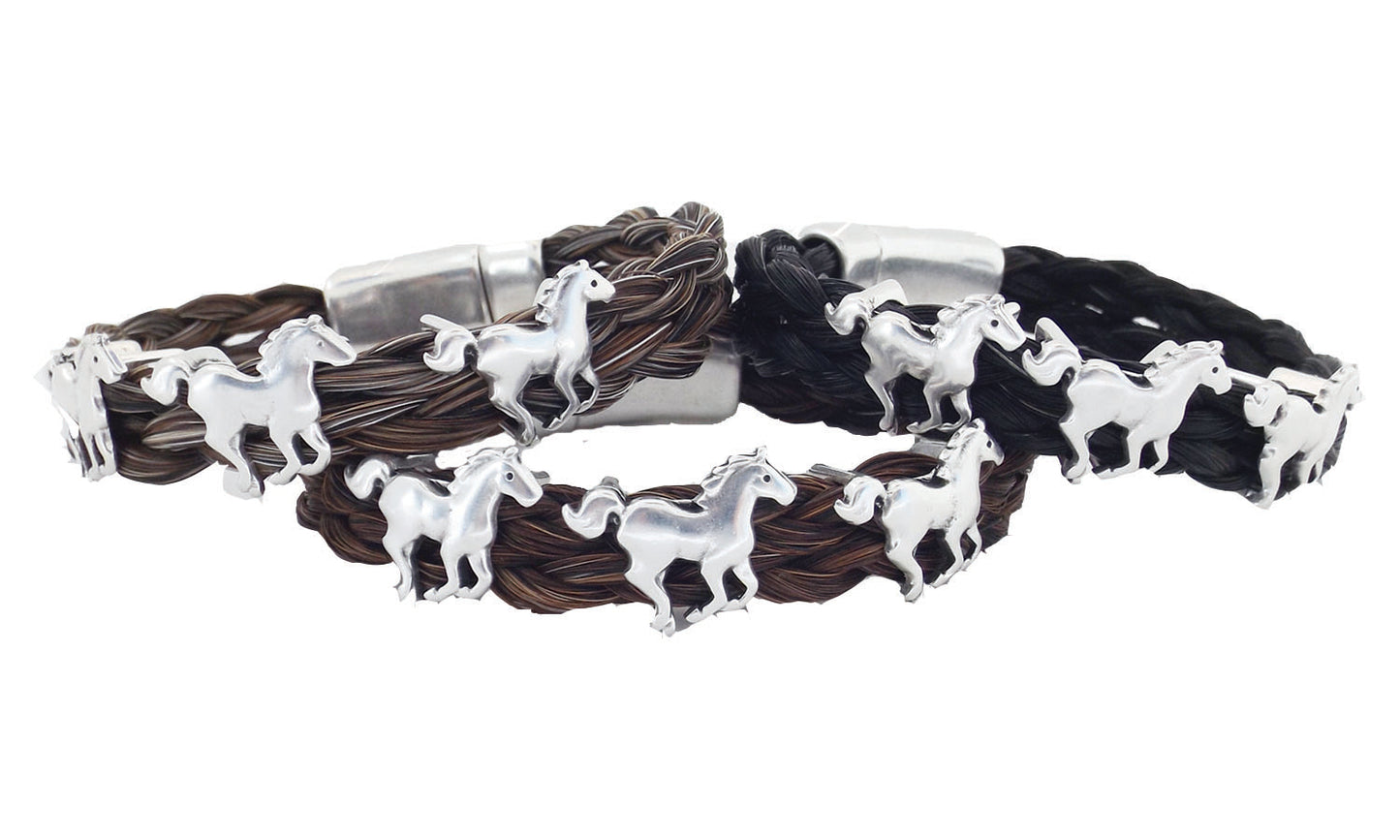 Running Horses Horse Hair Bracelet with magnetic closure